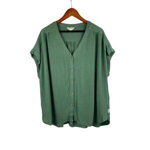 Orvis Womens Classic Collection V-Neck Blouse L/G Green